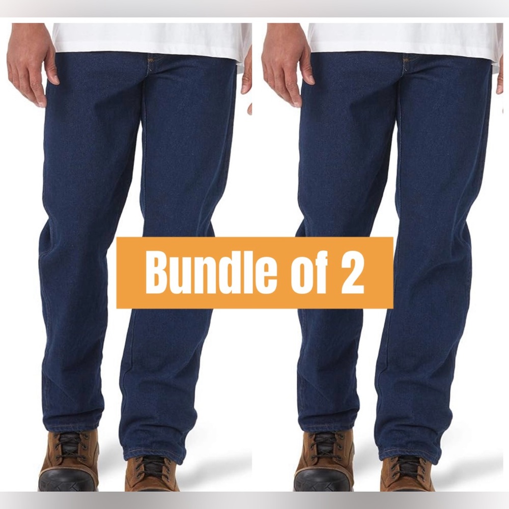 Rustler bundle‎ of 2 relaxed straight dark wash jeans. Men size 36x29.